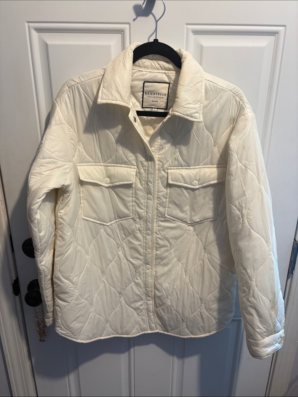 bagatelle Off-White Quilted Button-Front Overshirt
